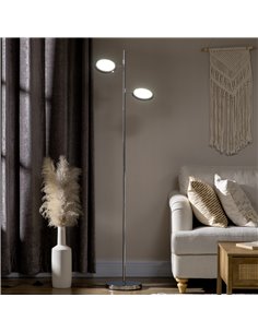 HOMCOM Modern Floor Lamp with 2 Light, White LED, Chrome B31-324V70 2