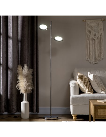 HOMCOM Modern Floor Lamp with 2 Light, White LED, Chrome B31-324V70 - pic 26431 | FastDaddyshop