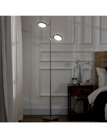 HOMCOM Modern Floor Lamps for Living Room, Standing Lamp with 2 Light White LED, Adjustable Head, 25x25x165cm, Chrome - pic 26438 | FastDaddyshop