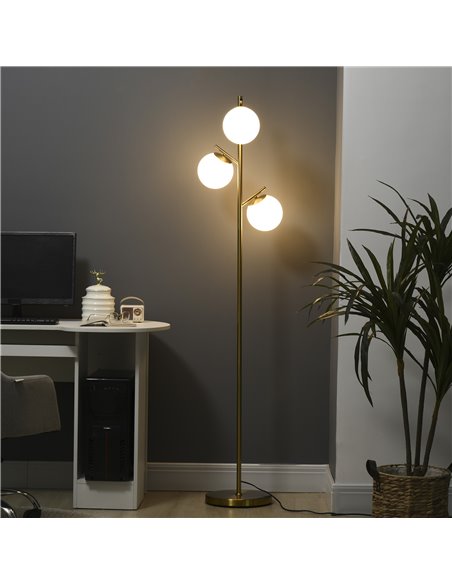 HOMCOM Modern 3-Light Tree Floor Lamp, Gold Tone B31-319V70GD - pic 26440 | FastDaddyshop