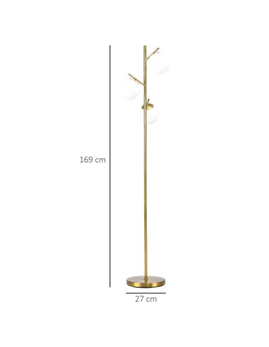 HOMCOM Modern 3-Light Tree Floor Lamp, Gold Tone B31-319V70GD