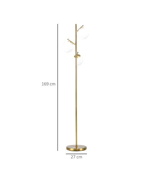 HOMCOM Modern 3-Light Tree Floor Lamp, Gold Tone B31-319V70GD - pic 26441 | FastDaddyshop