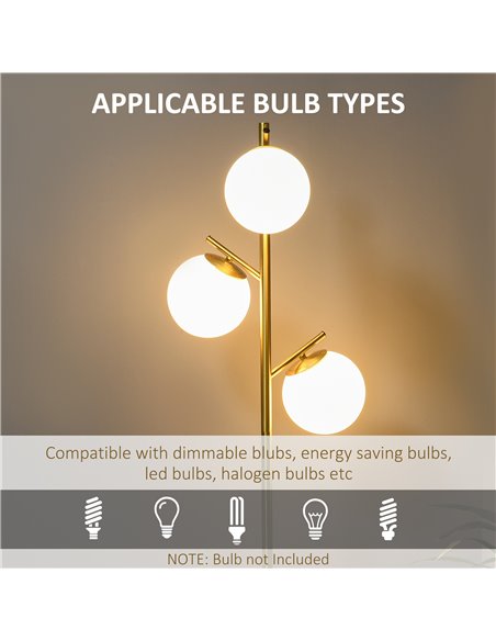 HOMCOM Modern 3-Light Tree Floor Lamp, Gold Tone B31-319V70GD - pic 26444 | FastDaddyshop