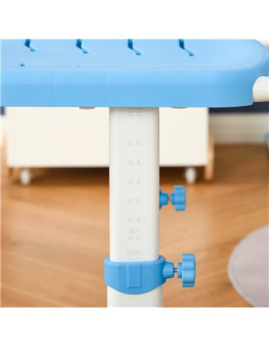 HOMCOM Kids Desk and Chair Set with Tiltable Desktop, Drawer, Pen Slot, Hook, Blue