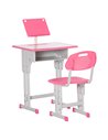 HOMCOM Kids Desk and Chair Set with Storage Drawer, Book Stand, Cup Holder, Pen Slot, Pink