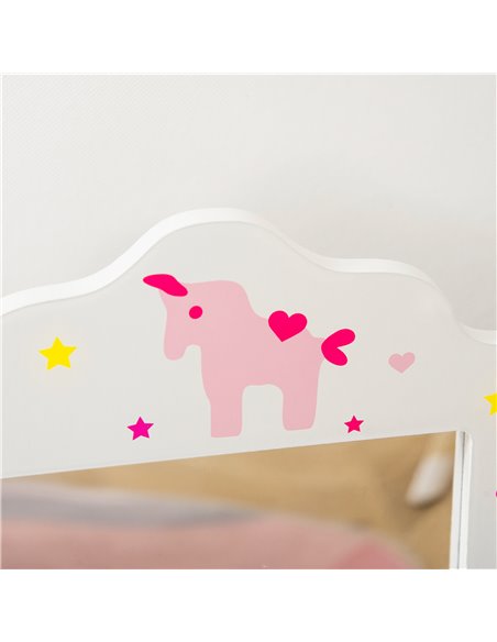 HOMCOM Kids Vanity Table & Stool Girls Dressing Set, Pattern White 311-037 - pic 26517 | FastDaddyshop