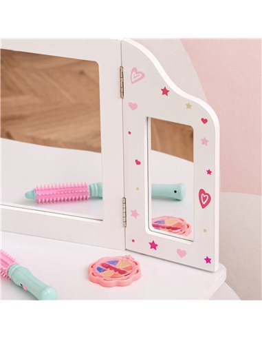 HOMCOM Kids Vanity Table & Stool Girls Dressing Set, Pattern White 311-037