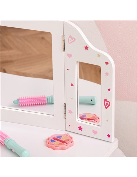 HOMCOM Kids Vanity Table & Stool Girls Dressing Set, Pattern White 311-037 - pic 26518 | FastDaddyshop