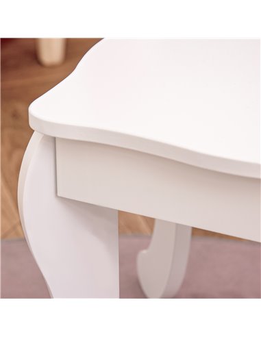 HOMCOM Kids Vanity Table & Stool Girls Dressing Set, Pattern White 311-037
