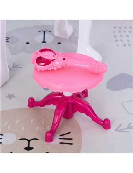 HOMCOM Kids Pretend Play Plastic Vanity Table Set w/ Sound Effect Pink - pic 26527 | FastDaddyshop