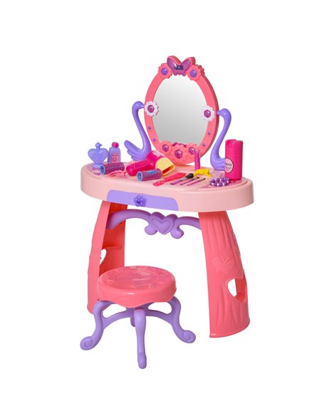 HOMCOM Kids Pretend Play Plastic Vanity Table Set, Pink-Purple 350-051 - pic 26529 | FastDaddyshop