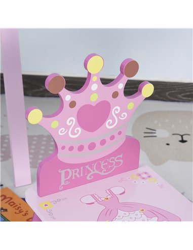 HOMCOM 3-Piece Set, Kids Wooden Table Chair with Crown Pattern, Pink 312-015