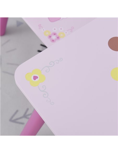 HOMCOM 3-Piece Set Kids Wooden Table Chair with Crown Pattern Easy to Clean Gift for Girls Toddlers Age 3 to 8 Years Old Pink - pic 26545 | FastDaddyshop
