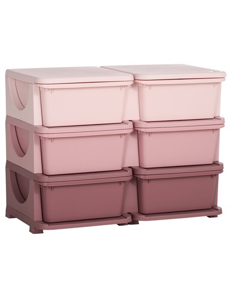 ZONEKIZ Kids Storage Units with 6 Drawers, 3 Tier Kids Toy Storage Organizer, Pink - pic 26547 | FastDaddyshop