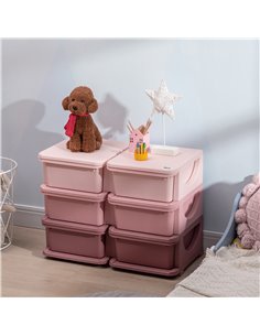 ZONEKIZ Kids Storage Units with 6 Drawers, 3 Tier Kids Toy Storage Organizer, Pink 2