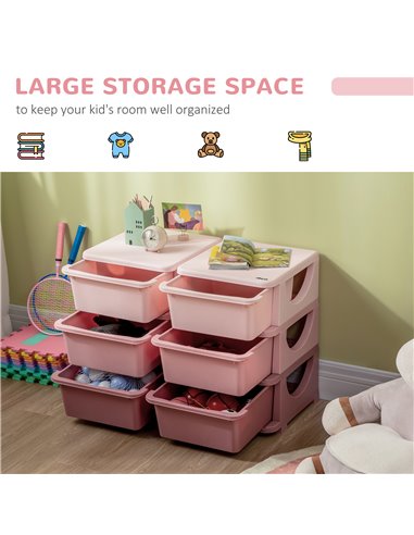 ZONEKIZ Kids Storage Units with 6 Drawers, Pink 311-053V00PK