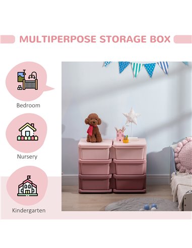 ZONEKIZ Kids Storage Units with 6 Drawers, Pink 311-053V00PK