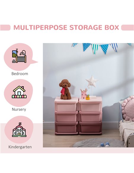 ZONEKIZ Kids Storage Units with 6 Drawers, Pink 311-053V00PK - pic 26551 | FastDaddyshop