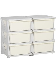 ZONEKIZ Kids Storage Units with 6 Drawers, 3 Tier Kids Toy Storage Organizer, Cream