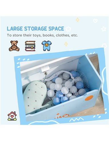 ZONEKIZ 2-IN-1 Wooden Toy Box, Kids Storage Bench, Blue 312-094V00BU