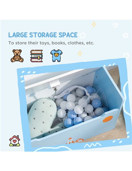 ZONEKIZ 2-IN-1 Wooden Toy Box, Kids Storage Bench, Blue 312-094V00BU - pic 26570 | FastDaddyshop