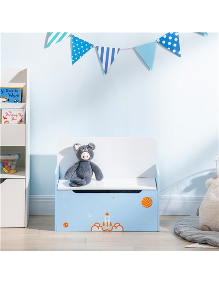 ZONEKIZ 2-IN-1 Wooden Toy Box, Kids Storage Bench, Blue 312-094V00BU - pic 26571 | FastDaddyshop