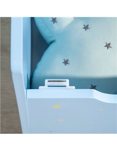 ZONEKIZ 2-IN-1 Wooden Toy Box, Kids Storage Bench, Blue 312-094V00BU
