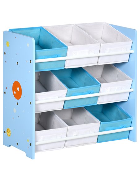 ZONEKIZ Kids Storage Unit with 9 Removable Storage Baskets, Toy Box Organiser with Shelf, Book Shelf for Nursery Playroom, Blue - pic 26574 | FastDaddyshop
