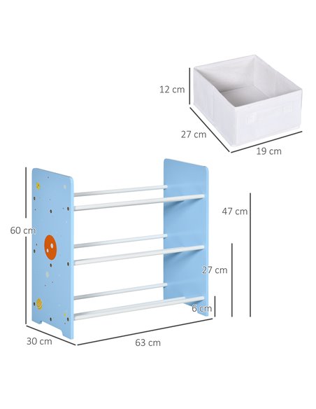ZONEKIZ Kids Storage Unit with 9 Removable Storage Baskets, Toy Box Organiser with Shelf, Book Shelf for Nursery Playroom, Blue - pic 26576 | FastDaddyshop