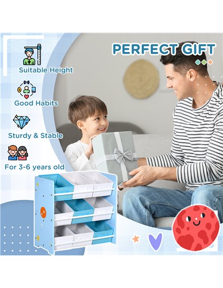 ZONEKIZ Kids Storage Unit with 9 Storage Baskets, Blue 311-055V00BU - pic 26579 | FastDaddyshop