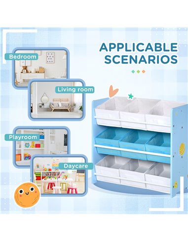 ZONEKIZ Kids Storage Unit with 9 Storage Baskets, Blue 311-055V00BU