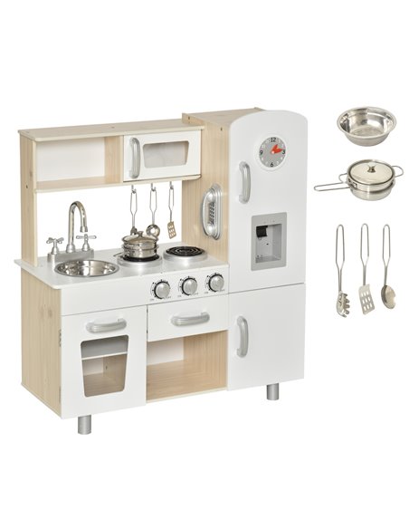 HOMCOM Kids Luxury Kitchen Playset with Accessories, White 350-082 - pic 26590 | FastDaddyshop