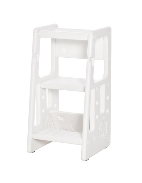 HOMCOM Kids Step Stool, Toddler Adjustable Standing Platform, White - pic 26592 | FastDaddyshop