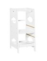 HOMCOM Kids Step Stool Toddler Kitchen Stool Tower with Adjustable Standing Platform for Kids Kitchen Counter White