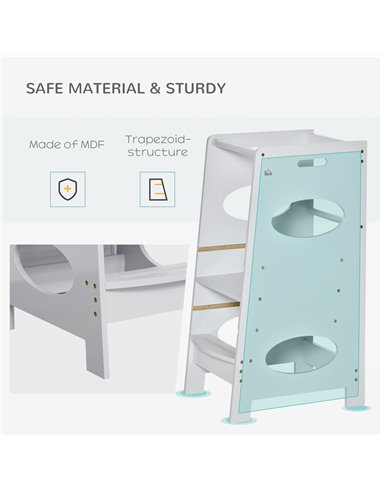 HOMCOM Toddler Step Stool, Kids Adjustable Standing Tower, Grey 312-053GY
