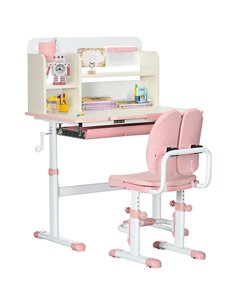 HOMCOM Kids Desk and Chair Set, Height Adjustable School Desk & Chair Set, Pink