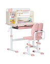HOMCOM Kids Desk and Chair Set, Height Adjustable School Desk & Chair Set, Pink