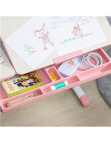HOMCOM Kids Height Adjustable Desk and Chair Set, Pink 312-088V00PK
