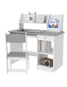 ZONEKIZ Kids Desk and Chair Set with Storage for 5-8 Year Old, 2 Pieces Childrens Table and Chair Set, Grey