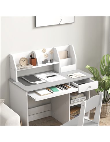 ZONEKIZ Kids Desk and Chair Set with Storage, Grey 312-107V80GY