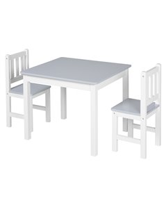 HOMCOM Kids Table and 2 Chairs Set, Toddler Multi-usage Desk, Grey