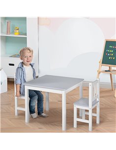 HOMCOM Kids Table and 2 Chairs Set, Toddler Multi-usage Desk, Grey 2