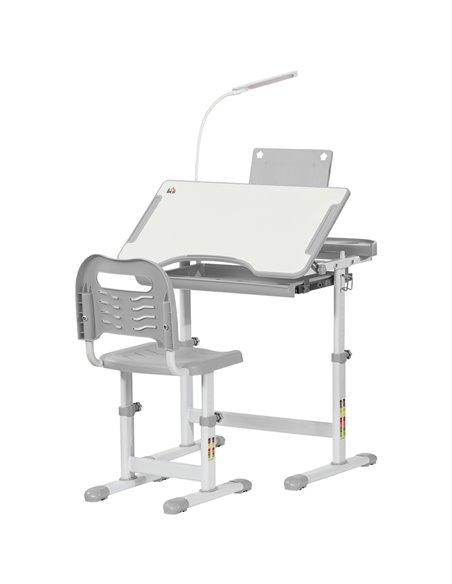 HOMCOM Kids Desk and Chair Set with USB Lamp, Grey and White - pic 26736 | FastDaddyshop