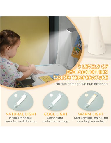 HOMCOM Kids Desk and Chair Set with USB Lamp, Grey and White 312-062GY