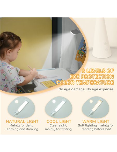 HOMCOM Kids Desk and Chair Set with USB Lamp, Grey and White 312-062GY - pic 26743 | FastDaddyshop
