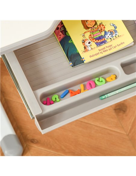HOMCOM Kids Desk and Chair Set with USB Lamp, Grey and White 312-062GY - pic 26744 | FastDaddyshop