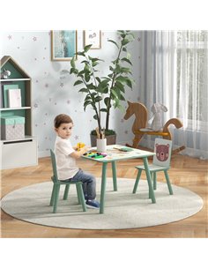 ZONEKIZ Kids Table and Chairs, Children Desk with 2 Chairs Set, Green 2