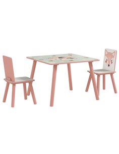 ZONEKIZ Kids and Table Chairs, Children Desk with Two Chairs, Toddler Furniture Set, for Ages 3-6 Years - Pink
