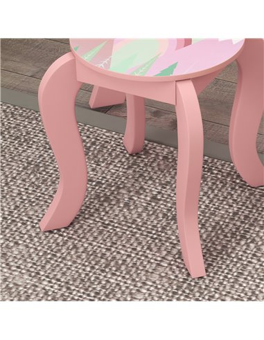 ZONEKIZ Kids Dressing Table with Mirror and Stool, Pink 316-008V80PK