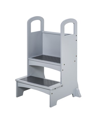 HOMCOM Kitchen Helper Step Stool with 2 Steps & Handles, Grey 835-237GY